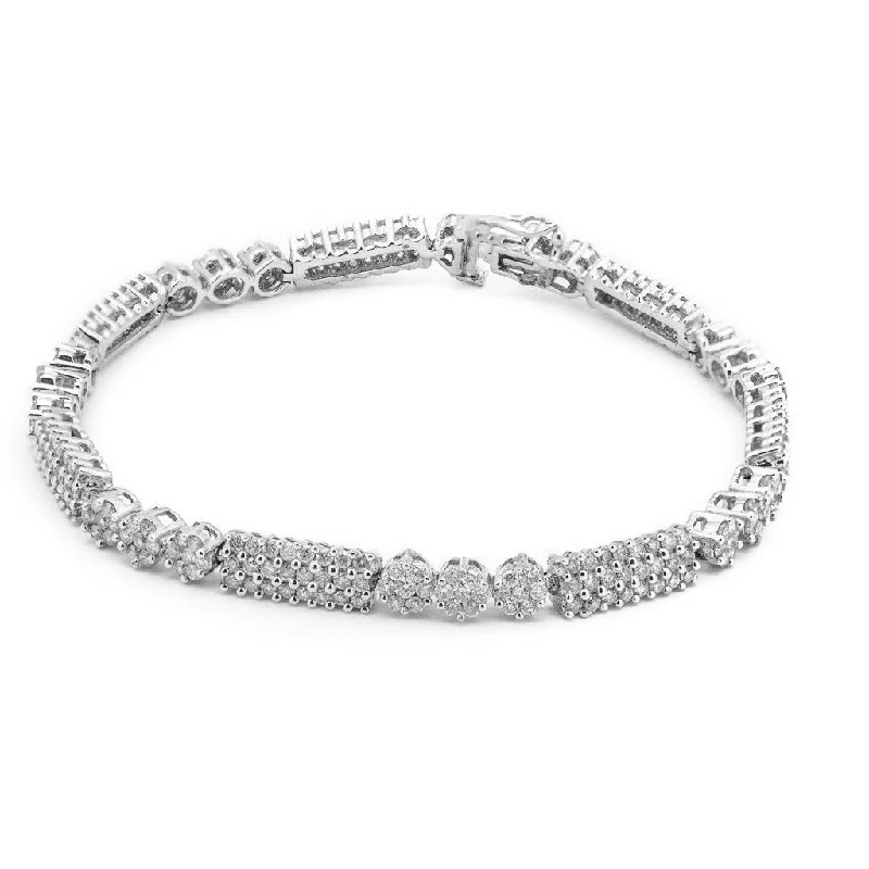 ladies-rose-gold-wrap-bracelets-4.03CT Diamond Modern Tennis Bracelet Set in 18K White Gold W/ Fold Over Closure