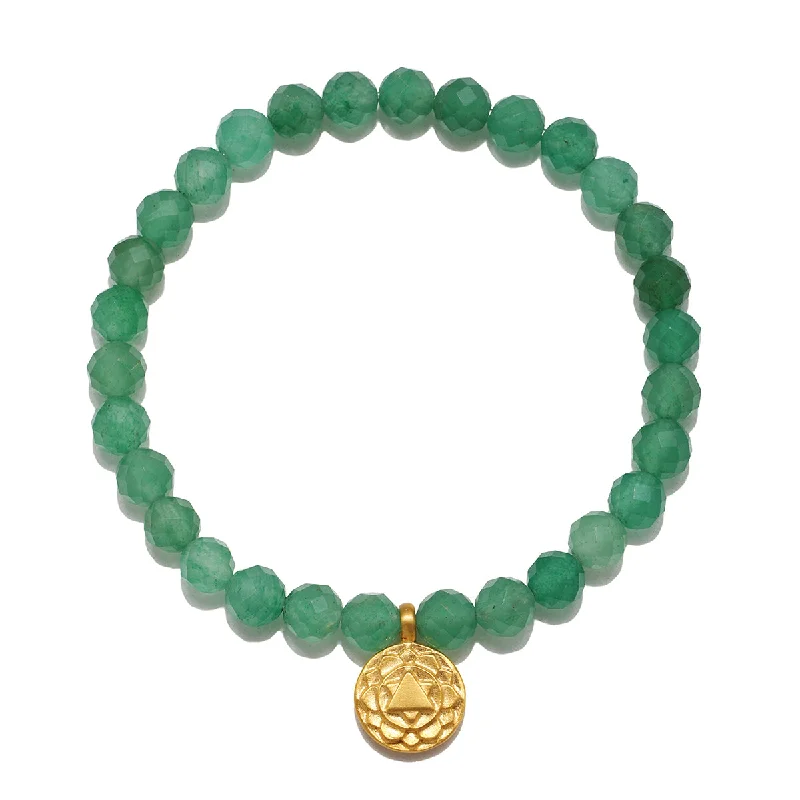 ladies-crystal-gold-bracelets-Heart Chakra Aventurine Stretch Bracelet