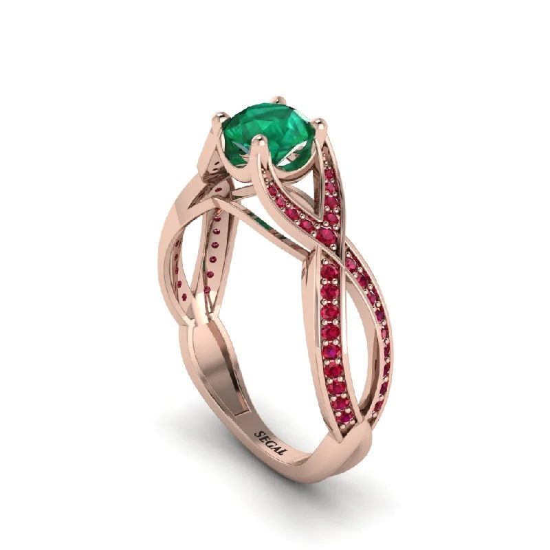 Ladies engagement rings with silk inlays -Emerald Eternal Twist Engagement Ring - Maisie No. 50