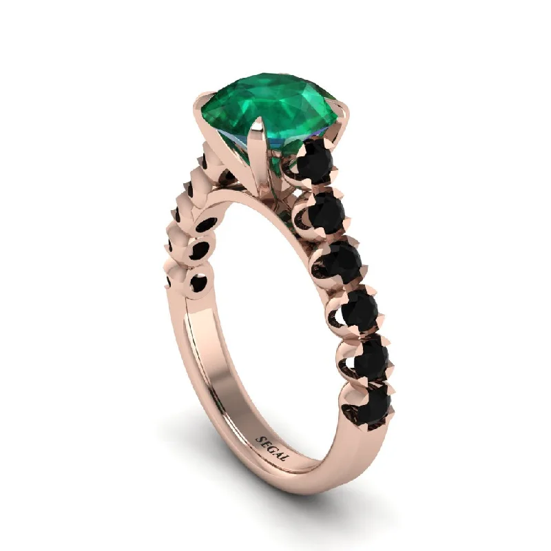 Ladies engagement rings with lavender diamonds -2ct Round Cut Emerald 14K Gold Engagement Ring - Christina No. 35