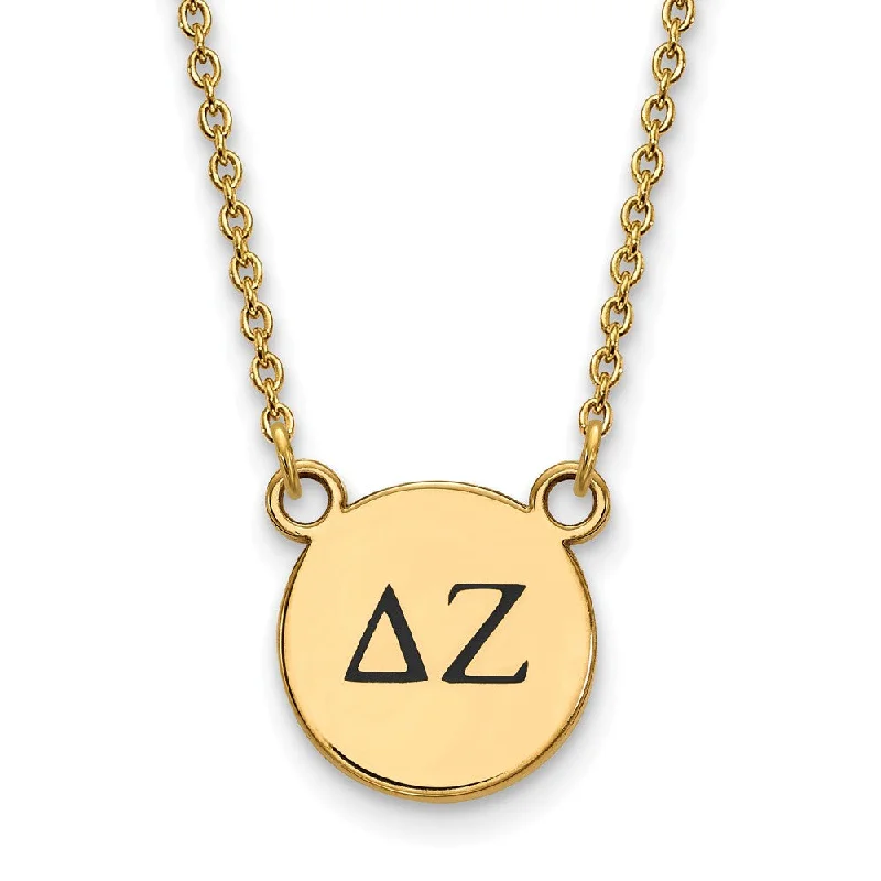 ladies-party-link-necklaces-14K Plated Silver Delta Zeta Small Enamel Greek Letters Necklace