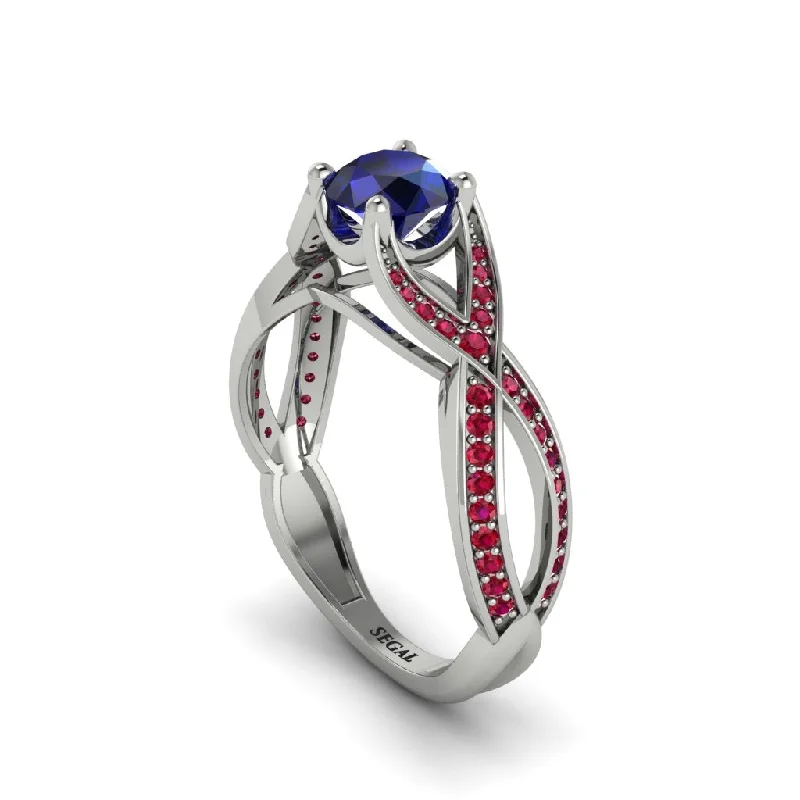 Ladies engagement rings with keepsake stones -Sapphire Eternal Twist Engagement Ring - Maisie No. 60