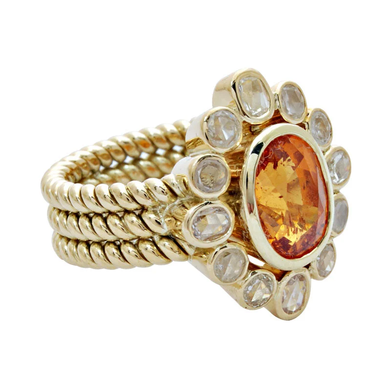 Ladies rings for family ties -Ring- Orange Garnet & Diamond (1700M)