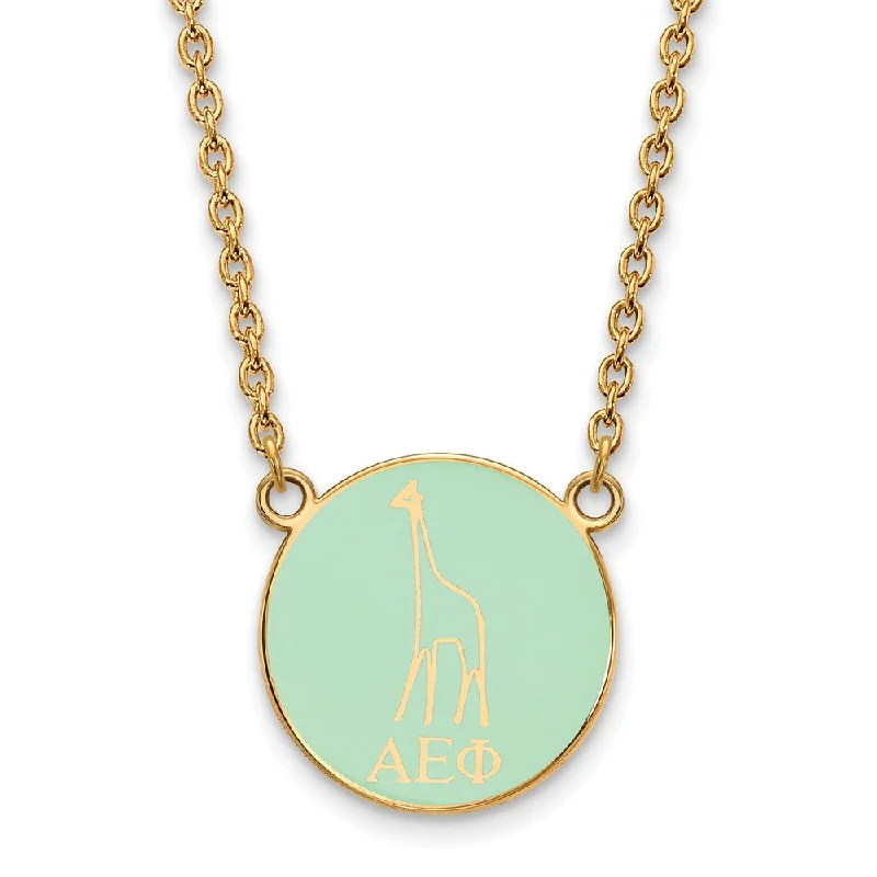 ladies-statement-gold-necklaces-14K Plated Silver Alpha Epsilon Phi Small Enamel Necklace