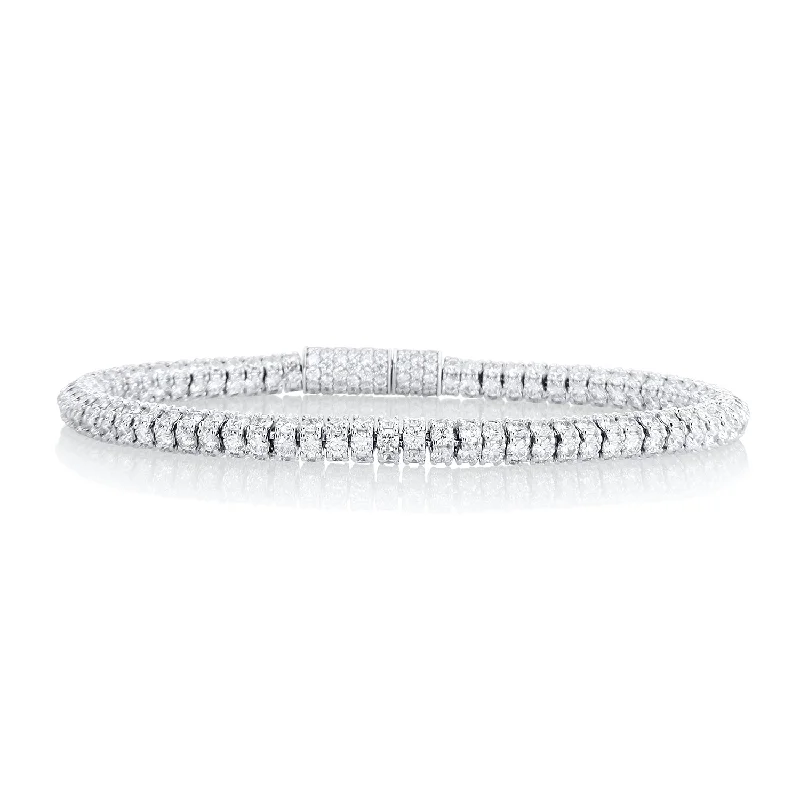 ladies-affordable-pearl-bracelets-14.39 Carat Lab Grown Diamond Tube Bracelet in 14K White Gold