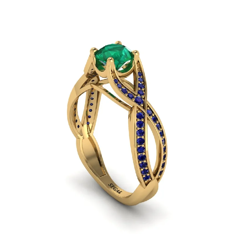 Ladies engagement rings with peace motifs -Emerald Eternal Twist Engagement Ring - Maisie No. 64