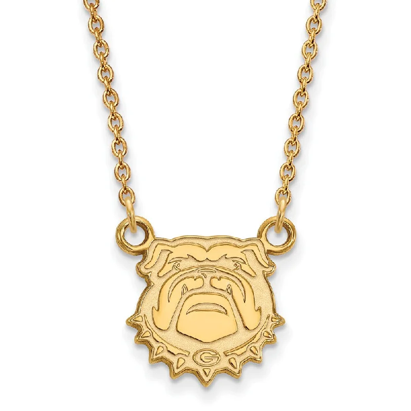 ladies-diamond-rope-necklaces-10k Yellow Gold U of Georgia Small Pendant Necklace