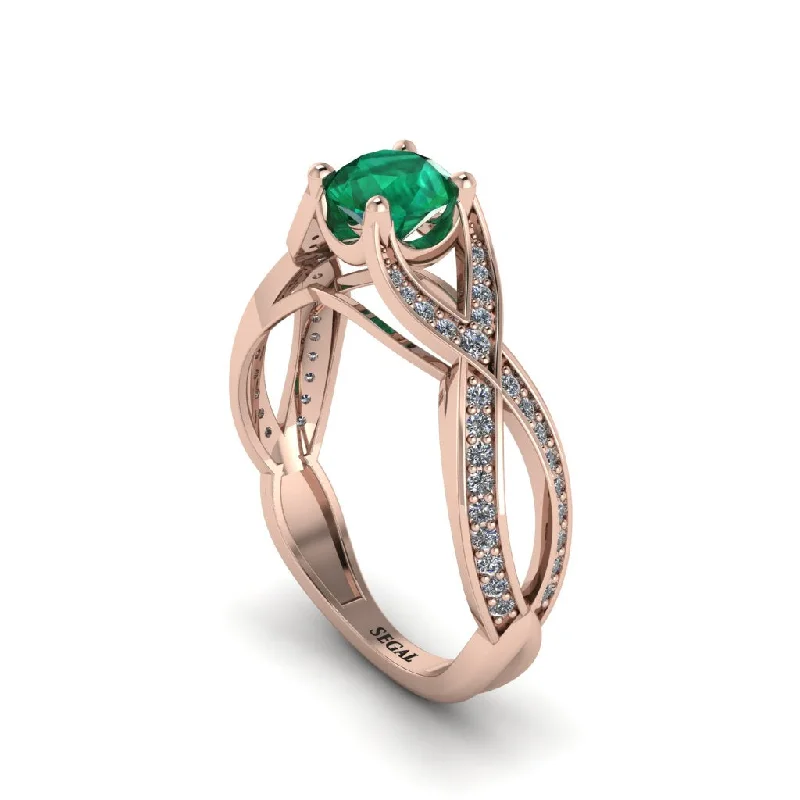 Ladies engagement rings with dusk settings -Emerald Eternal Twist Engagement Ring - Maisie No. 5