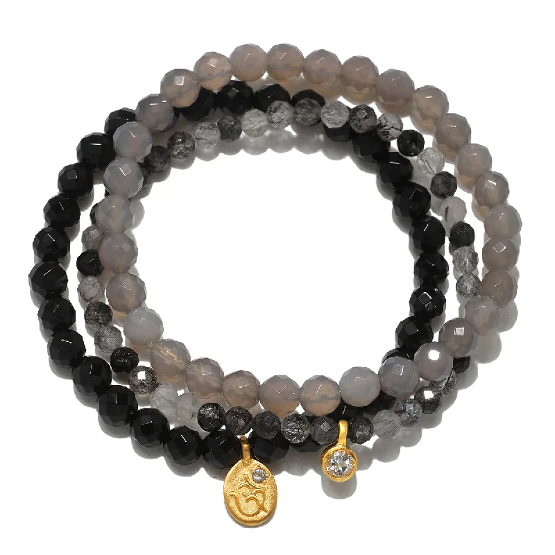 ladies-unique-rose-gold-bracelets-Manifest Fortune Gemstone Bracelet Set