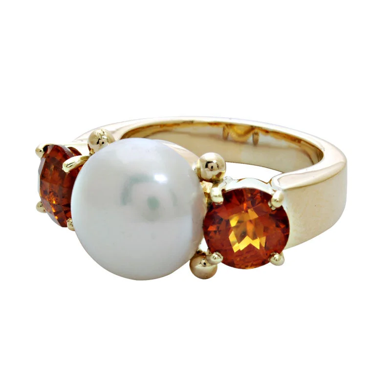 Ladies rings classic charm -Ring-Pearl and Citrine