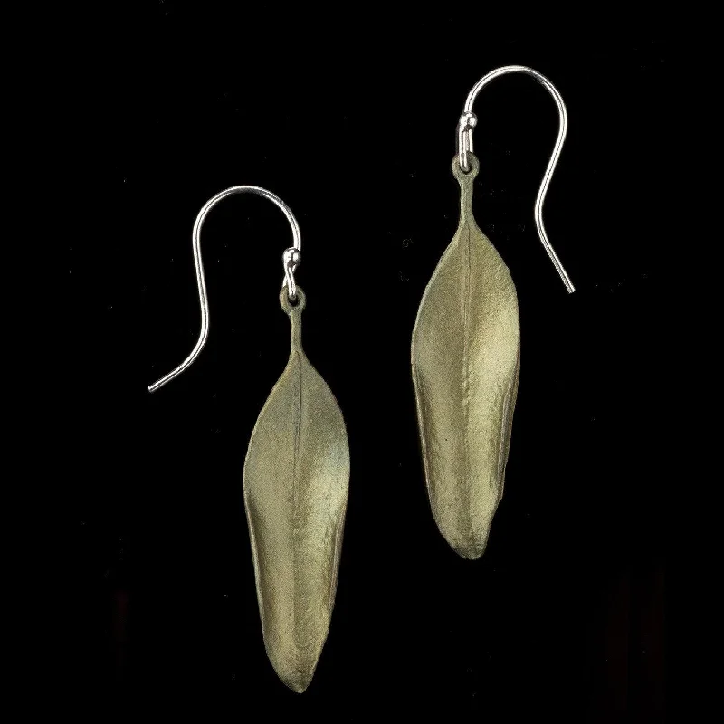 Ladies earrings with quill studs -Eucalyptus Earrings - Mountain Laurel Wire