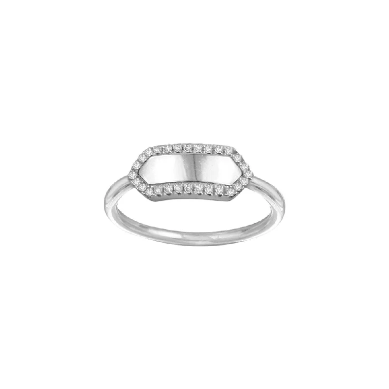 Ladies rings stretchable fit -THE PAVE' SLIM SIGNET RING