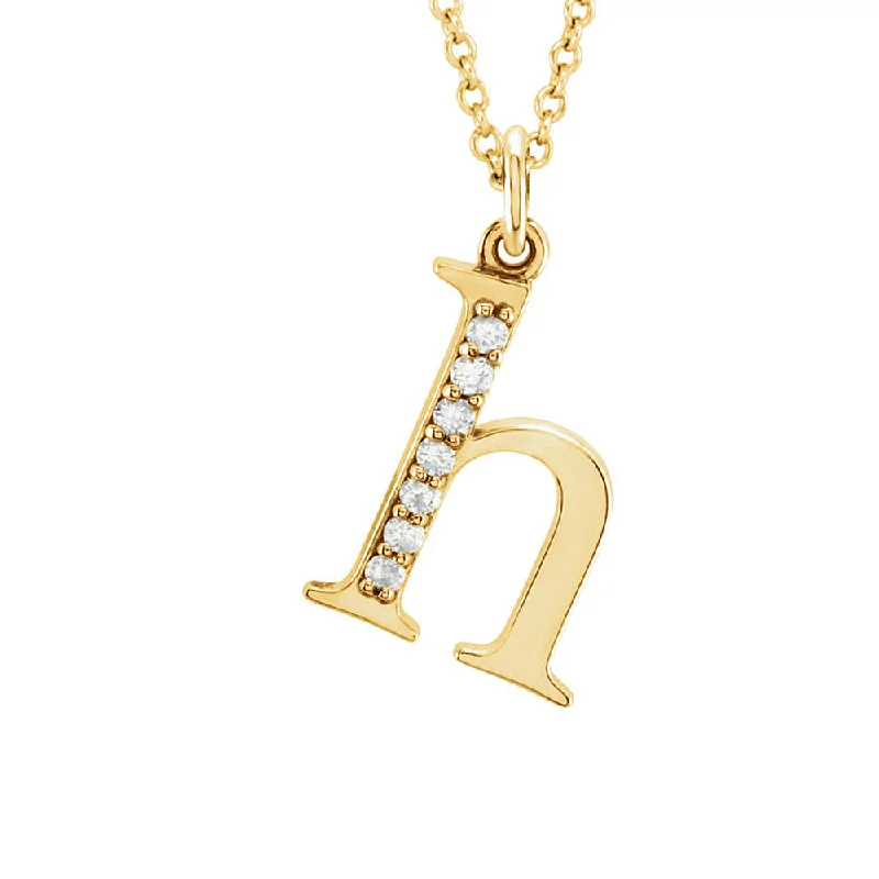 ladies-trendy-diamond-necklaces-The Abbey 14k Yellow Diamond Lower Case Initial 'h' Necklace 16 Inch