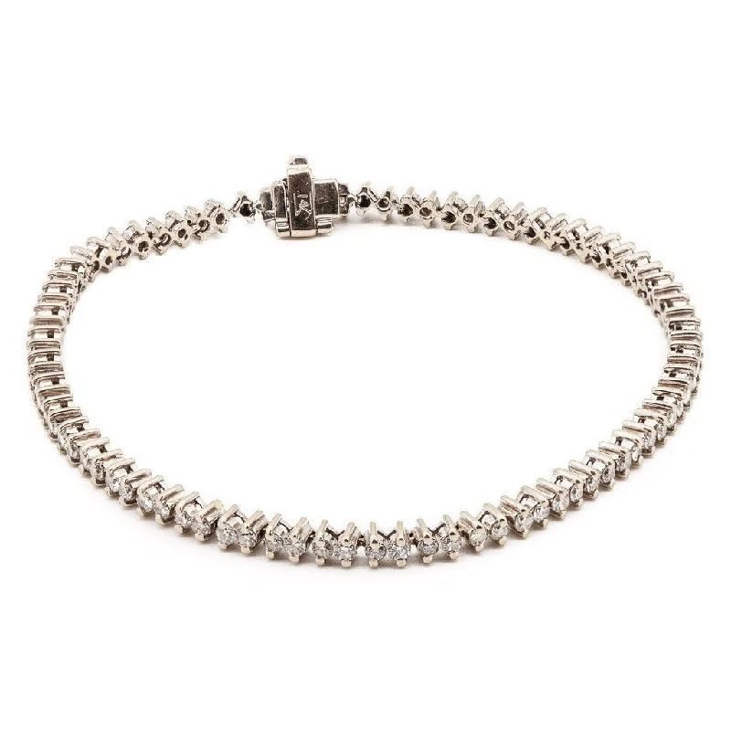 ladies-birthstone-twist-bracelets-2.5ct Round Brilliant Diamond Tennis Bracelet Set in 18K White Gold