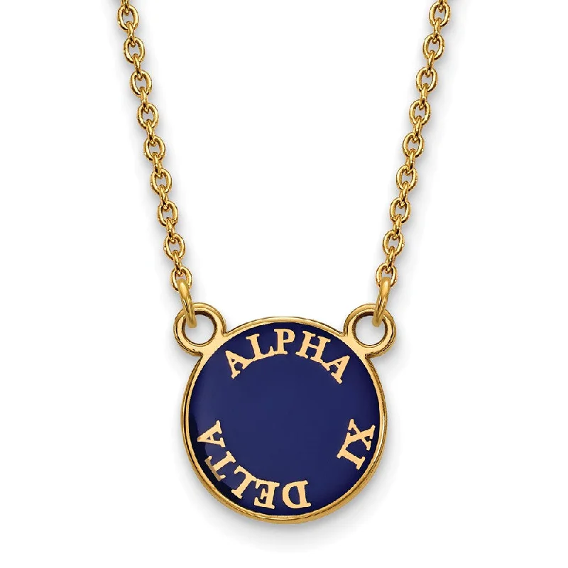 ladies-heart-rope-necklaces-14K Plated Silver Alpha Xi Delta Small Round Enamel Necklace