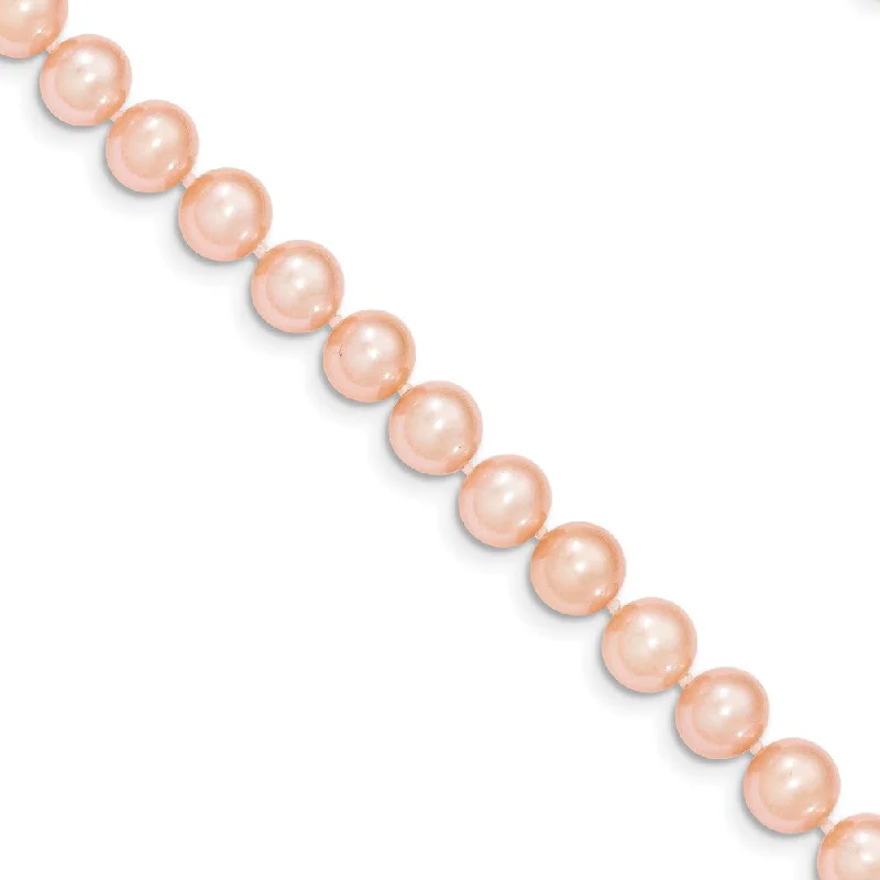 ladies-ethnic-rose-gold-necklaces-7-8mm, Pink FW Cultured Pearl & 14k Yellow Gold Clasp Necklace