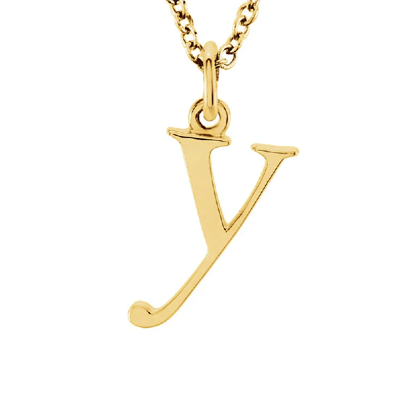 ladies-classic-link-necklaces-The Abbey Lower Case Initial 'y' Necklace in 14k Yellow Gold, 16 Inch