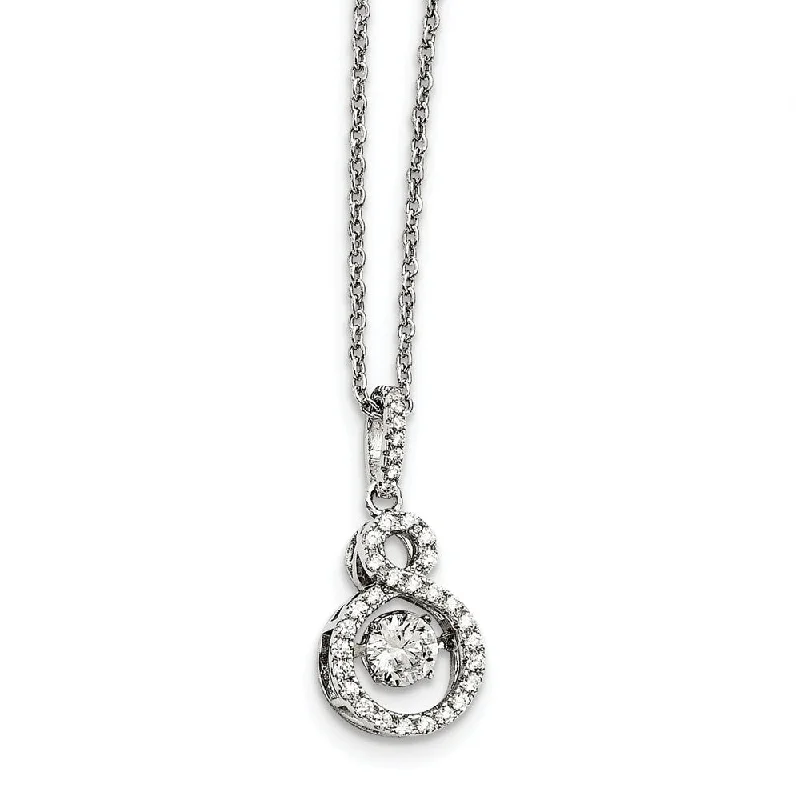 ladies-vintage-silver-necklaces-Rhodium Plated Sterling Silver & CZ Infinity Necklace, 18-20 Inch