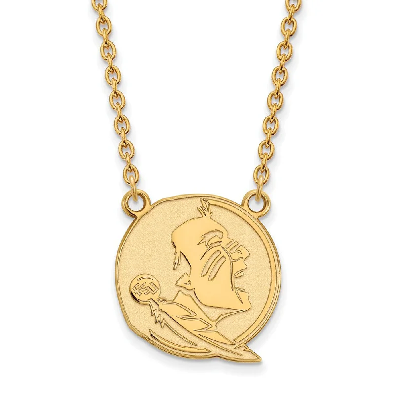 ladies-gold-link-necklaces-14k Gold Plated Silver Florida State Seminole Pendant Necklace