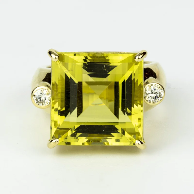 Ladies rings fun brilliance -Ring - Lemon Quartz And Diamond