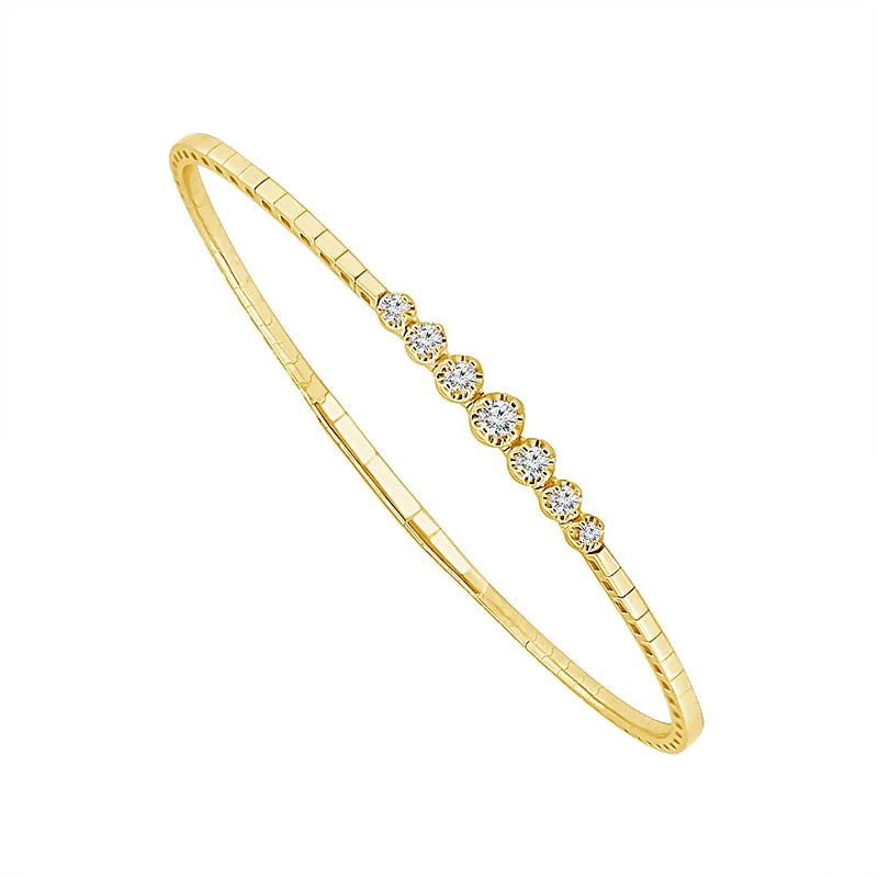 ladies-trendy-diamond-bracelets-1/5 Ctw Flexible Diamond Bangle Bracelet in 10 Karat Yellow Gold