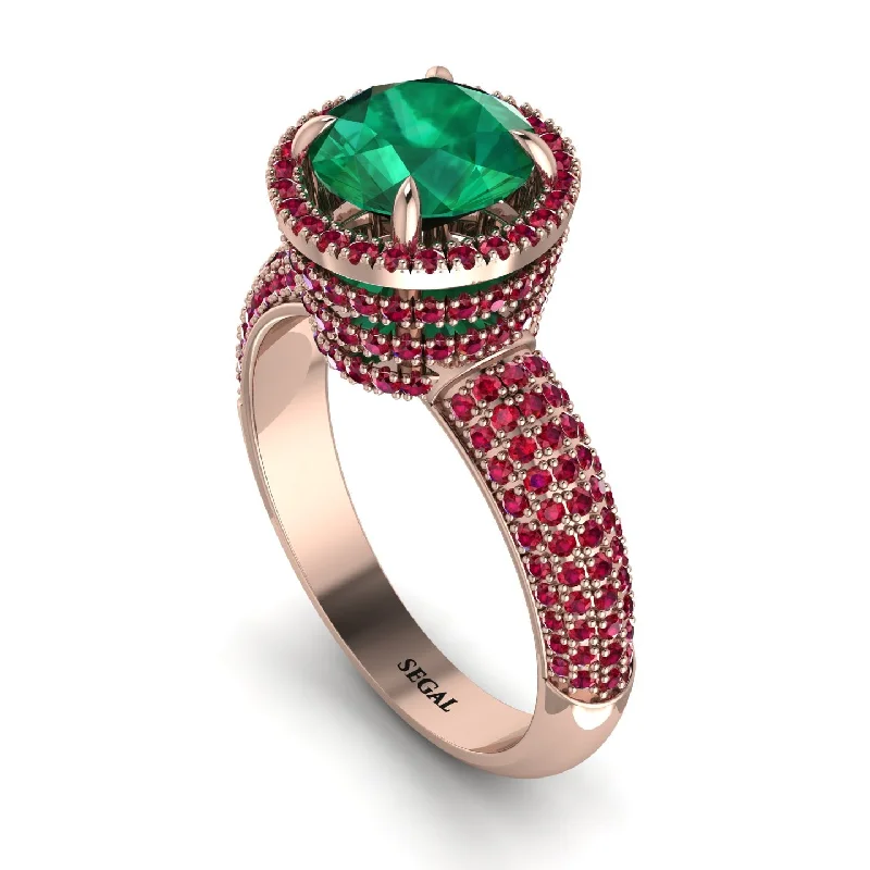 Ladies engagement rings for online vows -Emerald Cluster Halo Engagement Ring - Katie No. 50