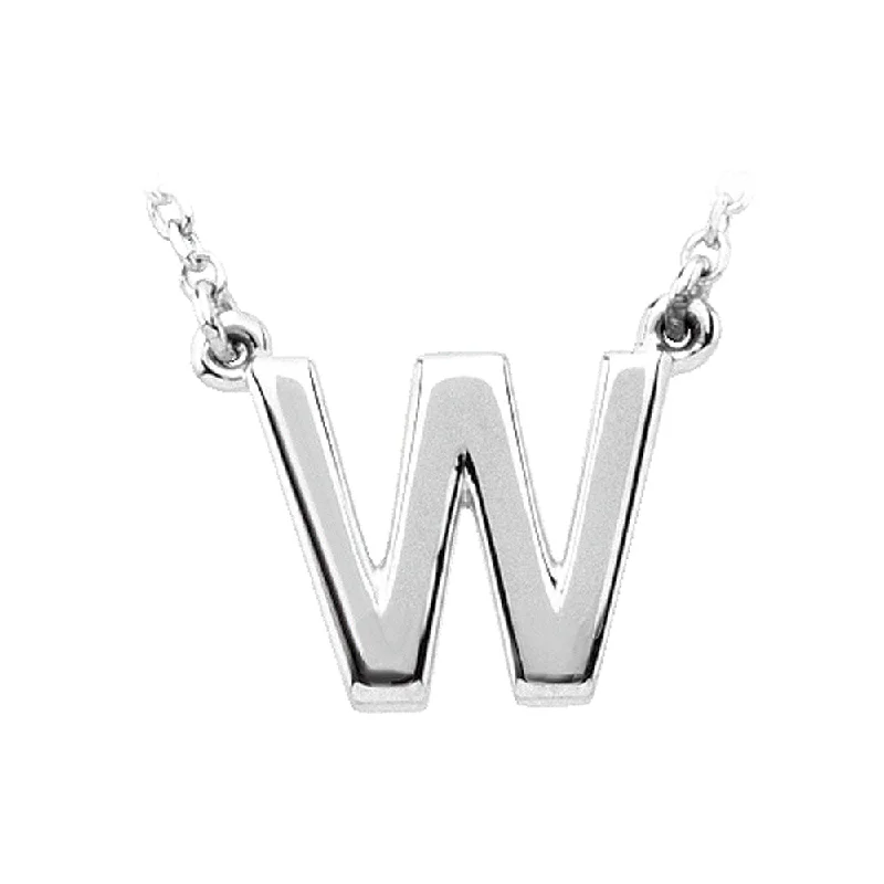 ladies-charm-rose-gold-necklaces-14K White Gold, Kendall Collection, Block Initial W Necklace, 16 Inch