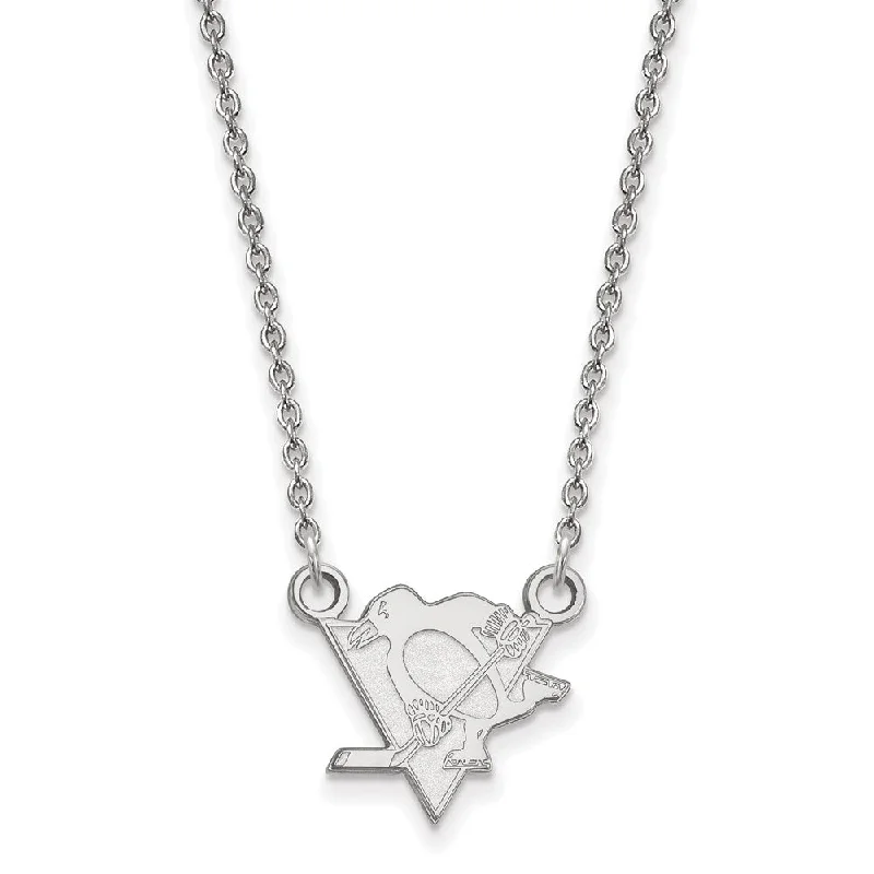 ladies-rustic-diamond-necklaces-Sterling Silver NHL Pittsburgh Penguins Small Necklace, 18in