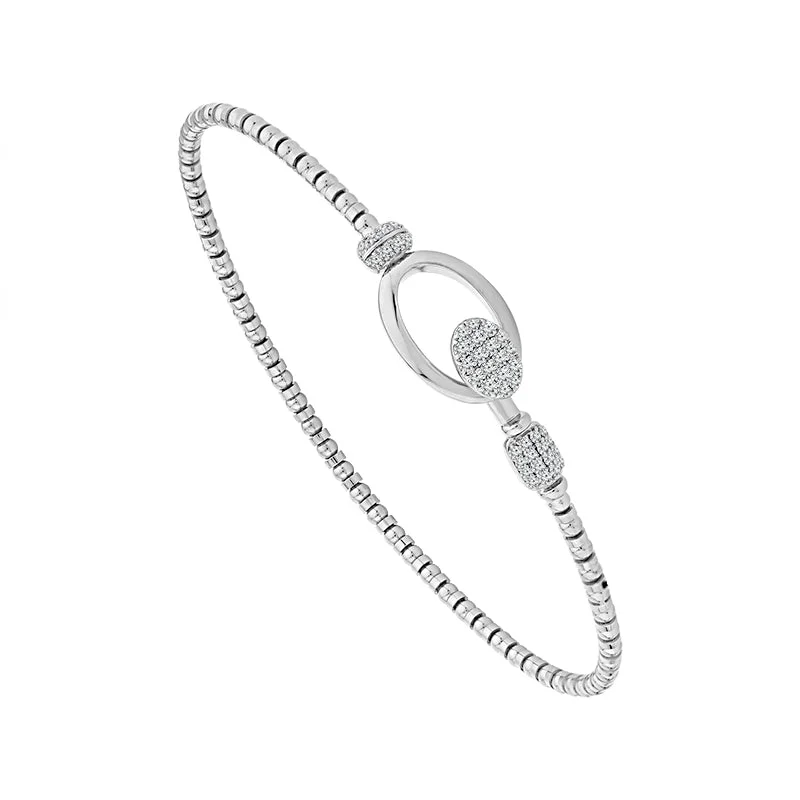 ladies-delicate-silver-bracelets-1/4 Ctw Flexible Diamond Bangle Bracelet in 14 Karat White Gold