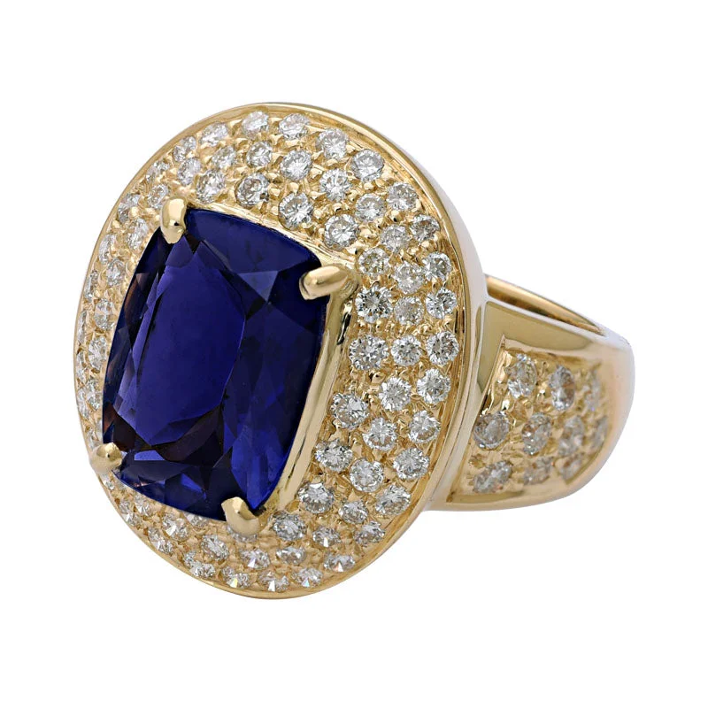 Ladies rings satin charm -Ring-Iolite and Diamond