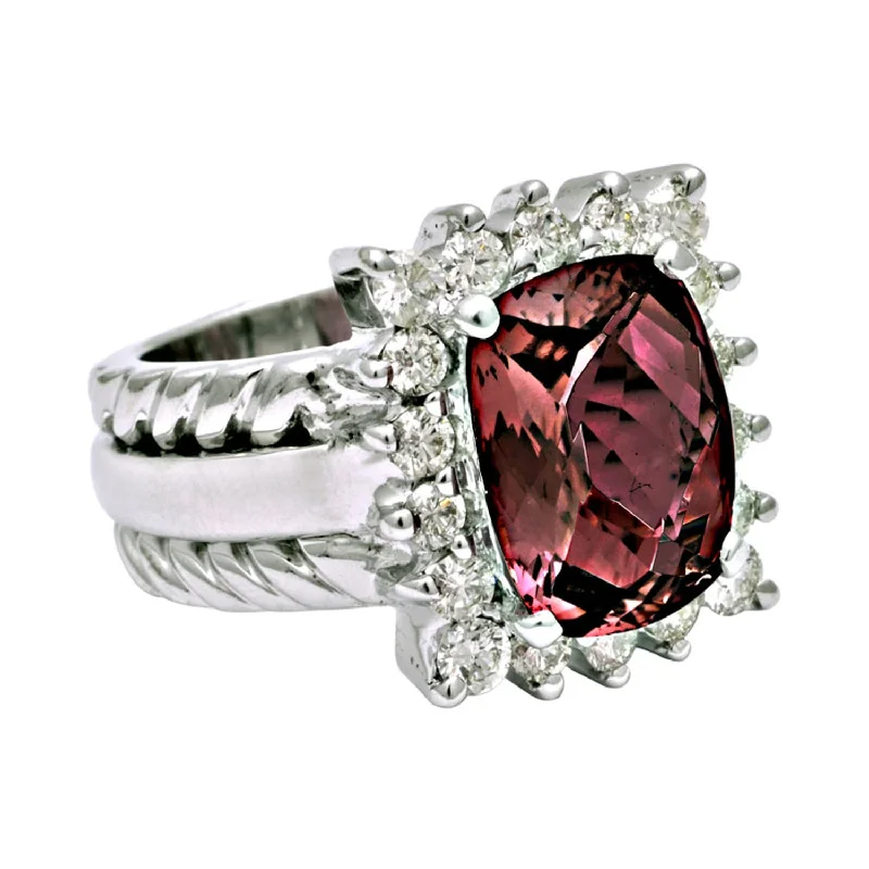 Ladies rings chiseled charm -Ring- Tourmaline And Diamond