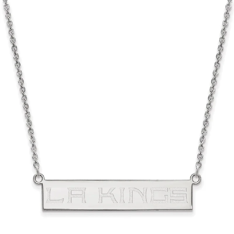 ladies-ethnic-gold-necklaces-Sterling Silver NHL Los Angeles Kings Small Bar Necklace, 18 In