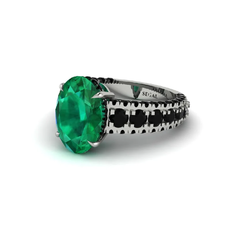 Ladies engagement rings coiled romance -4ct Oval Cut Emerald Pave Engagement Ring - Selah No. 36