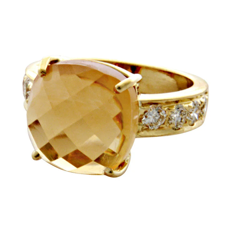 Ladies rings for bakers -Ring- Citrine And Diamond (1930L)