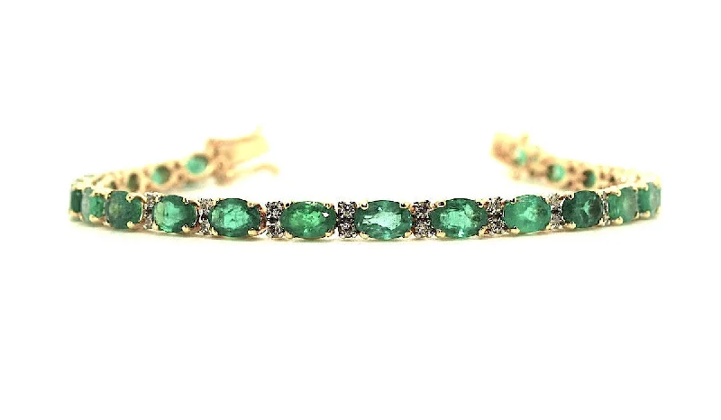 ladies-gemstone-braided-bracelets-Emerald And Diamond Tennis Bracelet Ad No.1114