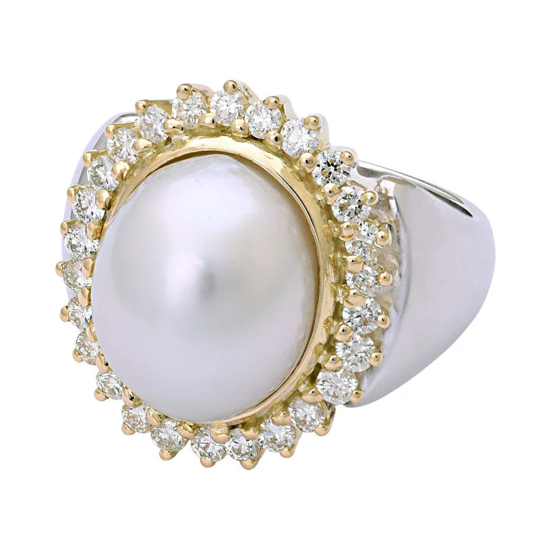 Ladies rings with twist motifs -Ring-South Sea Pearl and Diamond