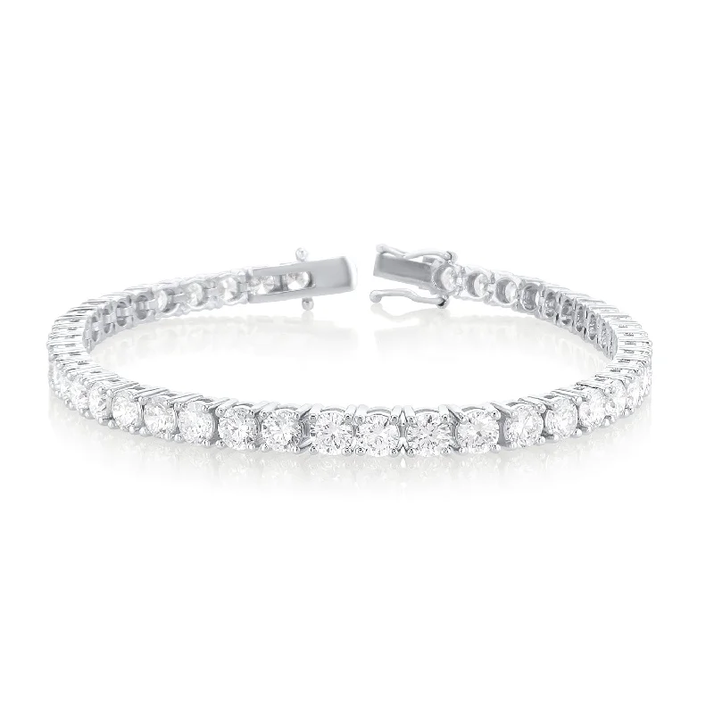 ladies-classic-rope-bracelets-9.50 Carat Round Diamond Lab Grown Tennis Bracelet set in 14K White Gold