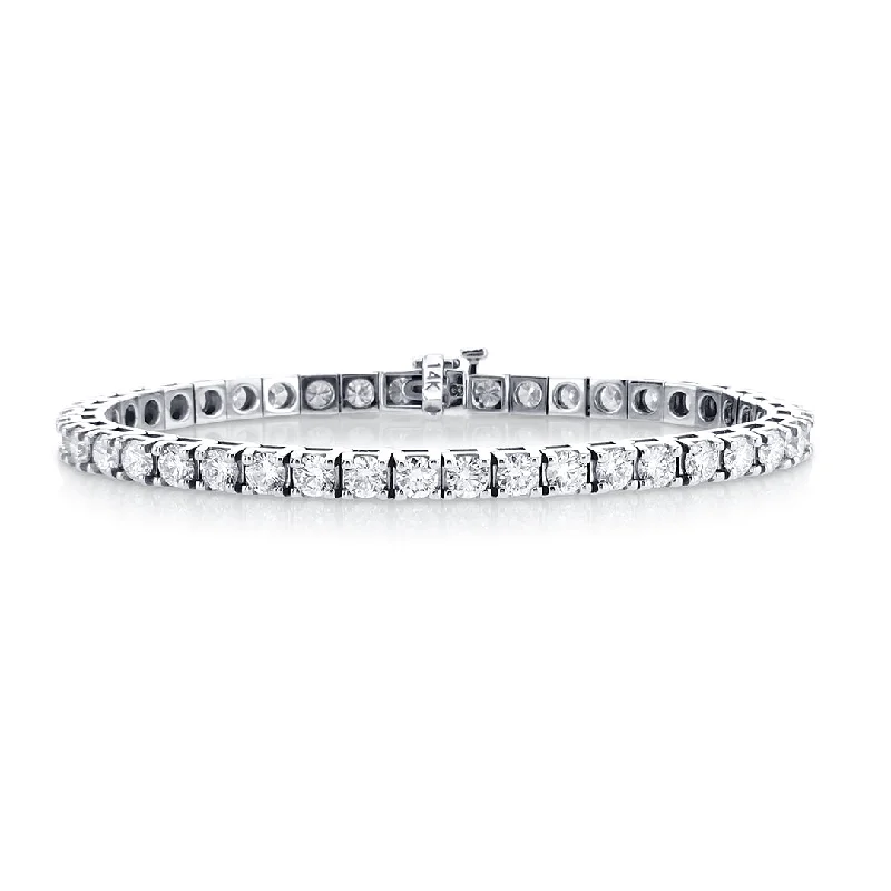 ladies-charm-open-cuff-bracelets-8.00 Carat Round Diamond Lab Grown Tennis Bracelet set in 14K White Gold