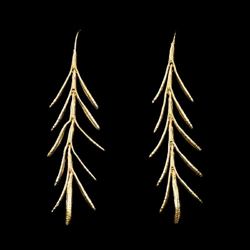 Ladies earrings for expo vibes -Fine Rosemary Earrings - Long Drop Wire