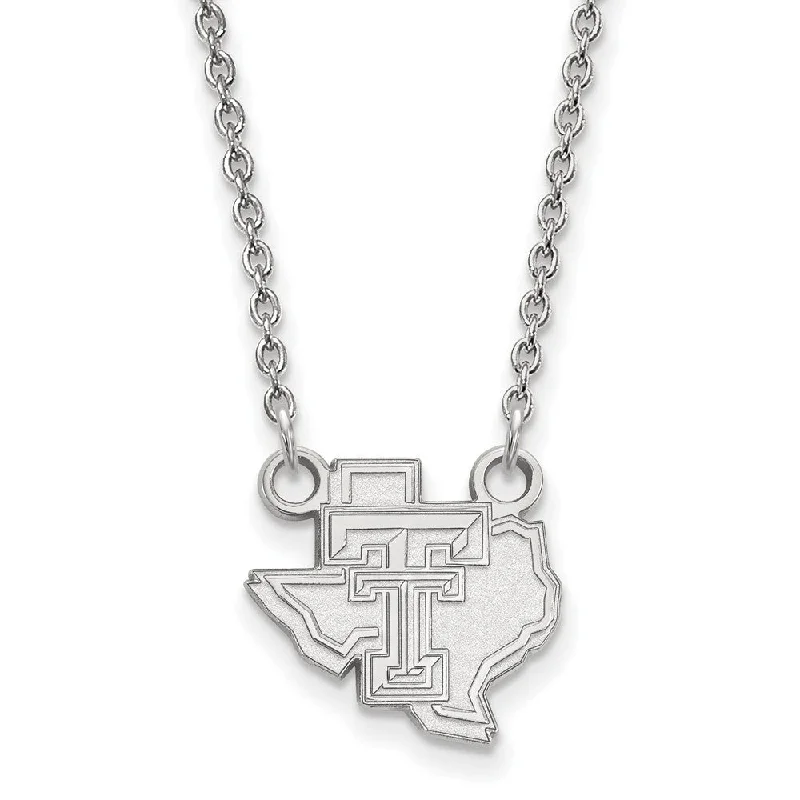 ladies-affordable-pearl-necklaces-14k White Gold Texas Tech U Small Pendant Necklace