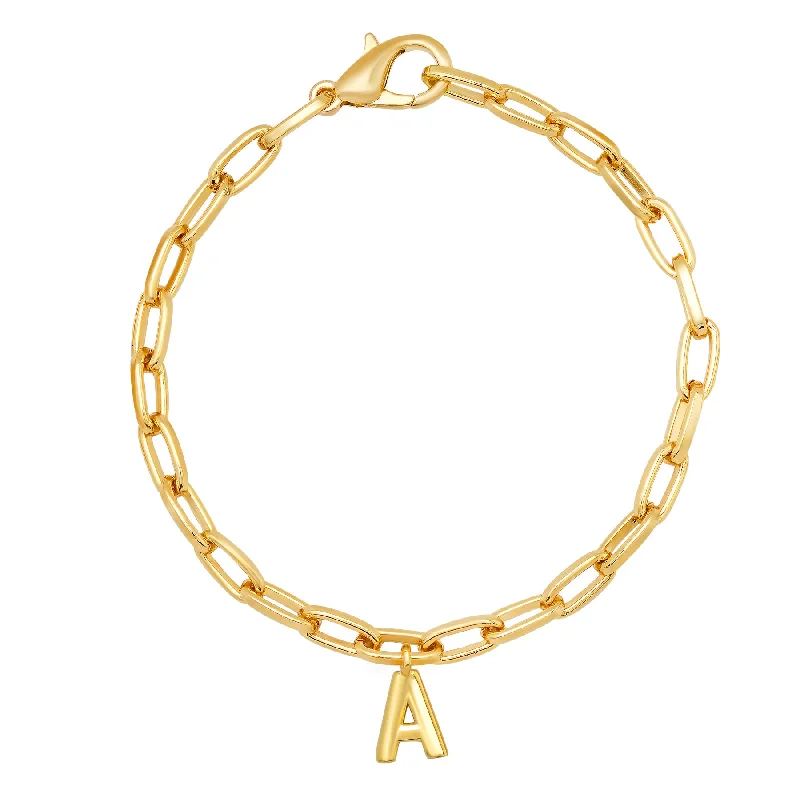 ladies-cross-diamond-bracelets-PAPERCLIP INITIAL BRACELET GOLD