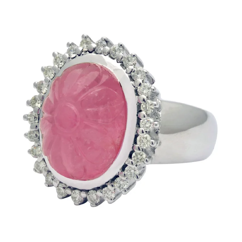 Ladies rings with dusk hematite -Ring- Rubellite And Diamond