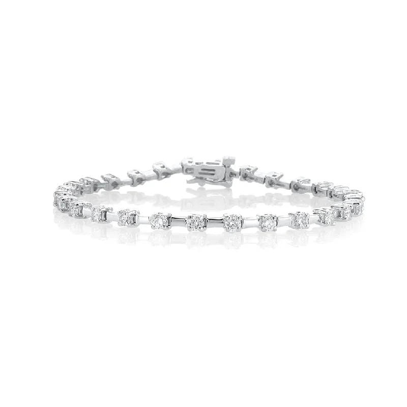 ladies-delicate-pearl-bracelets-2.00 Cttw Round Diamond 14K White Gold Tennis Bracelet