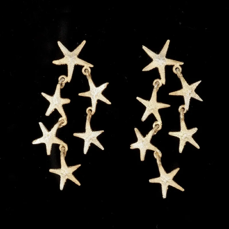 Ladies earrings with ripple studs -Petite Starfish - Shower Earring