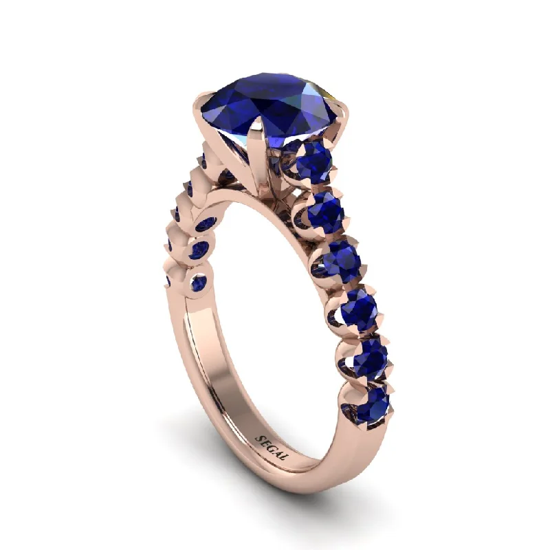 Ladies engagement rings brilliant romance -2ct Round Cut Sapphire 14K Gold Engagement Ring - Christina No. 74