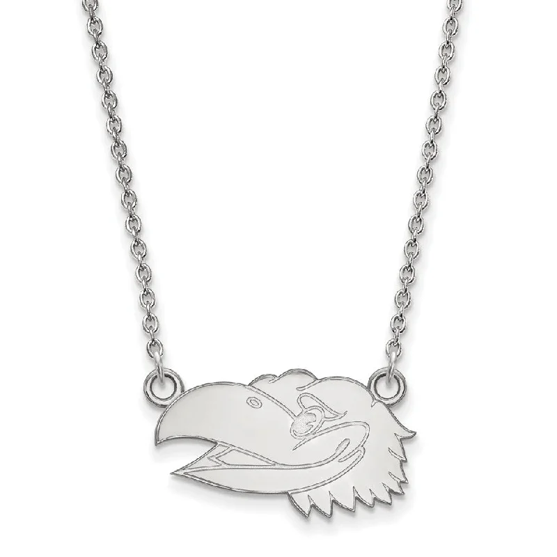 ladies-handmade-pearl-necklaces-10k White Gold U of Kansas Sm Jayhawk Pendant Necklace