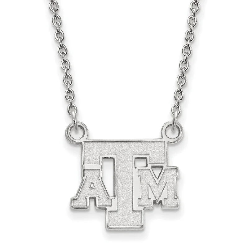 ladies-rose-gold-bar-necklaces-Sterling Silver Texas A&M U Small Pendant Necklace