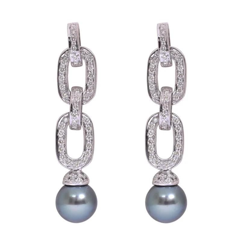 Ladies earrings for free vibes -Earrings- South Sea Pearl and Diamond  (28HM)