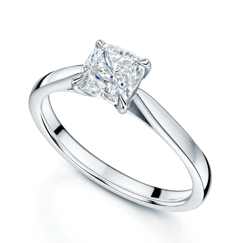 Ladies engagement rings for runway love -Platinum GIA Certificated Cushion Cut Diamond Engagement Ring