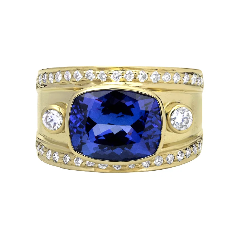 Ladies rings for trendy outfits -Ring - Tanzanite And Diamond (2316D)